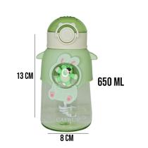 Garrafa Tipo Copo Alça Infantil Móvel Adesivos de Desenhos Urso 680ml Canudo