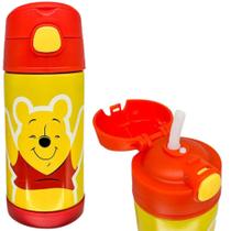 Garrafa Ursinho Pooh Térmica Quente Gelada Infantil Com Canudo De Silicone 300ML Oficial Disney