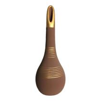 Garrafa Vaso Decorativa Aladim em Cerâmica Fosca Marrom e Dourado Tamanho 33x13cm