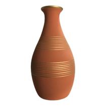 Garrafa Vaso em Cerâmica Terracota com Dourado Fosco Tamanho 27x14cm - Casa Helena Decor