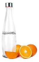 Garrafa Vidro Transparente 1 Litro P/ Geladeira Água Suco C/ Tampa Inox - TUUT