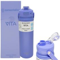 Garrafa Vita Lavanda Térmica 12 Horas Quente Gelada Grande Roxa 700ml Com Alça Trava Segurança