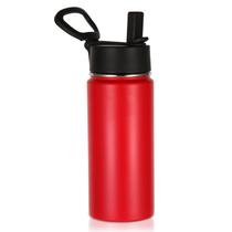 Garrafa Volhoply Kids de aço inoxidável 470ml vermelha com palha