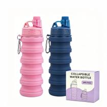 Garrafa YCTMALL Dobrável de Silicone 500ml Kit com 2 Garrafa YCTMALL Dobrável de Silicone 500ml Kit com 2