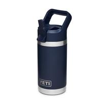 Garrafa YETI Rambler Jr. 350 ml para crianças com boné de palha azul marinho