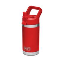 Garrafa YETI Rambler Jr. 350 ml para crianças com boné de palha Canyon Red Garrafa YETI Rambler Jr. 350 ml para crianças com boné de palha Canyon Red