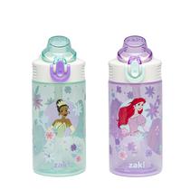 Garrafa Zak Designs Kids Disney Princess, 475 ml, palha, pacote com 2 unidades