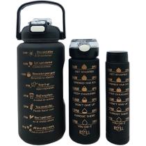 Garrafas Água Frases Treino Academia Kit 3pçs 2L 900ml 300ml