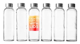 Garrafas de água de vidro Epica 500mL com tampas, conjunto de 6 Garrafas de água de vidro Epica 500mL com tampas, conjunto de 6