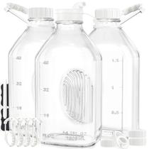 Garrafas de água de vidro sintéticas de 1,9 L com alça e tampa hermética x3