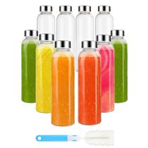 Garrafas de água de vidro Sursip 540mL com tampa, conjunto de 10 transparentes