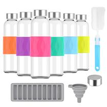 Garrafas de água de vidro Zukro 530ml com tampa de aço inoxidável, conjunto 6