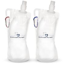 Garrafas de água Survivor Filter, pacote com 2 unidades transparentes e dobráveis Garrafas de água Survivor Filter, pacote com 2 unidades transparentes e dobráveis