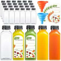 Garrafas de suco AOZITA 360ml de plástico reutilizável com tampas, pacote com 24