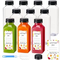 Garrafas de suco BOOMIBOO, 10 unidades, 350 ml com tampas, PET reutilizável Garrafas de suco BOOMIBOO, 10 unidades, 350 ml com tampas, PET reutilizável