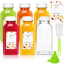 Garrafas de suco de plástico Leaflai, 6 unidades, tampas invioláveis de 240 ml