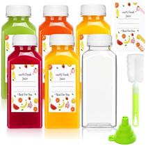 Garrafas de suco de plástico Leaflai, pacote com 6 tampas reutilizáveis de 355 ml