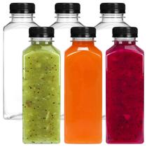 Garrafas de suco de plástico Moretoes, 6 unidades, 500 mL com tampas transparentes Garrafas de suco de plástico Moretoes, 6 unidades, 500 mL com tampas transparentes