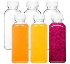 Garrafas de suco de plástico Norcalway 12 onças (360 mL) com tampas x6