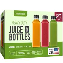 Garrafas de suco DECADORN 355 ml, 20 unidades com tampas, geladeira sem BPA