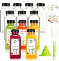 Garrafas de suco Leaflai de 8 onças/240 ml de plástico com tampas 12 unidades