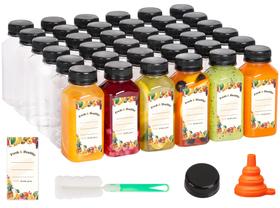 Garrafas de suco Moretoes 134 unidades de plástico 240 ml reutilizáveis com tampas Garrafas de suco Moretoes 134 unidades de plástico 240 ml reutilizáveis com tampas