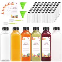Garrafas de suco OBKJJ 16 onças, 40 unidades, reutilizáveis, transparentes, com etiqueta e pincel