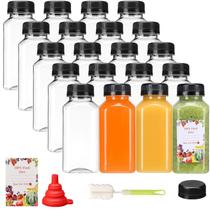 Garrafas de suco SUPERLELE, 20 unidades de plástico de 240 ml com tampas reutilizáveis Garrafas de suco SUPERLELE, 20 unidades de plástico de 240 ml com tampas reutilizáveis