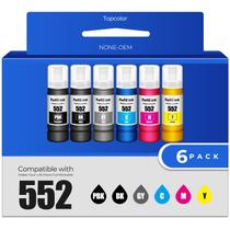 Garrafas de tinta Topcolor 552, pacote com 6 unidades, ET-8550, ET-8500, substituição