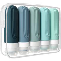 Garrafas de viagem CHEODIN 90mL, pacote com 5, bolsa de higiene de silicone