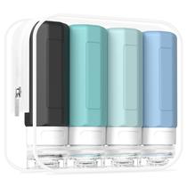 Garrafas de viagem Redfly Tsa aprovadas por 90 ml, silicone cinza, pacote com 4 unidades