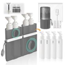 Garrafas de viagem VOGOGE para produtos de higiene pessoal 4x55ml com ventosas cinza Garrafas de viagem VOGOGE para produtos de higiene pessoal 4x55ml com ventosas cinza