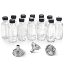 Garrafas de Vidro AOZITA 60ml - Kit com 12 Unidades (com Tampas e Funis)