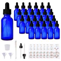 Garrafas de vidro Comrzor 30mL azul cobalto com conta-gotas, pacote com 24