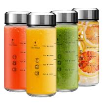 Garrafas de vidro para suco Olivego 12 oz, livres de BPA, pacote com 4 Garrafas de vidro para suco Olivego 12 oz, livres de BPA, pacote com 4