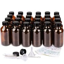 Garrafas de vidro PINIWON 120mL Amber Boston Round (pacote com 24)