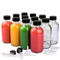 Garrafas de vidro PINIWON 120mL Boston Round com tampas, pacote com 12