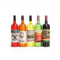 Garrafas de vinho em miniatura Odoria 1/6 Dollhouse, acessório de 5 unidades Garrafas de vinho em miniatura Odoria 1/6 Dollhouse, acessório de 5 unidades