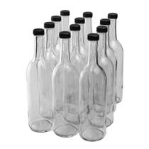 Garrafas de vinho FastRack 750 ml transparentes estilo Bordeaux, pacote com 12