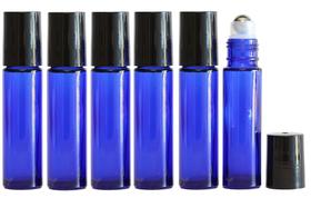 Garrafas roll-on de vidro azul cobalto de 10 mL com aço inoxidável (pacote com 6) Garrafas roll-on de vidro azul cobalto de 10 mL com aço inoxidável (pacote com 6)