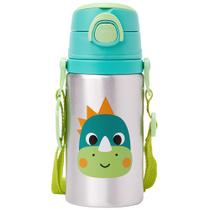 Garrafinha Alumínio Buba Zoo Dino 450ml Com Canudo Silicone