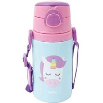 Garrafinha Alumínio Canudo Animal Fun Unicórnio 400Ml Buba