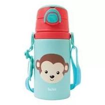 Garrafinha Alumínio Infantil Canudo Silicone Animal Fun Buba