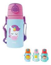 Garrafinha com Canudo de Alumínio 400 ML Animais com Cordinha Buba