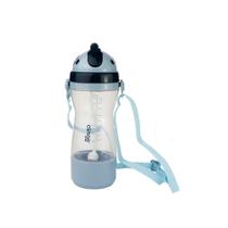 Garrafinha Com Canudo E Porta Biscoito 380ml Azul Clingo