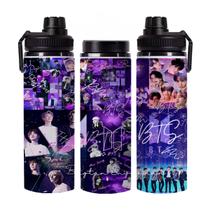 Garrafinha de Água Banda BTS K Pop Alumínio com Alça 750mL