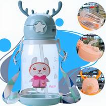 Garrafinha de água infantil 600ml com canudo de silicone - 01Smart