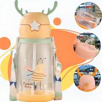 Garrafinha de água infantil 600ml com canudo de silicone - 01Smart