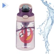 GARRAFINHA DE AGUA INFANTIL SQUEEZE COM CANUDO GIZMO FLIP 414 ml SLOTHS ROSA ROXA