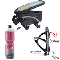 Garrafinha De Agua Térmica Para Bike +suporte +porta Celular - ptk